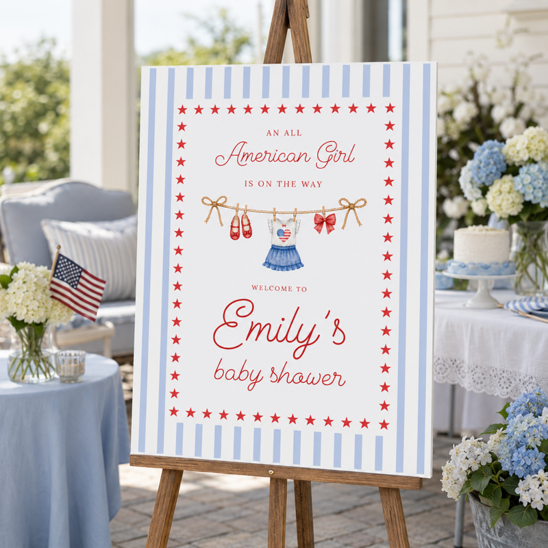All American Girl Baby Shower Welcome Sign BS305