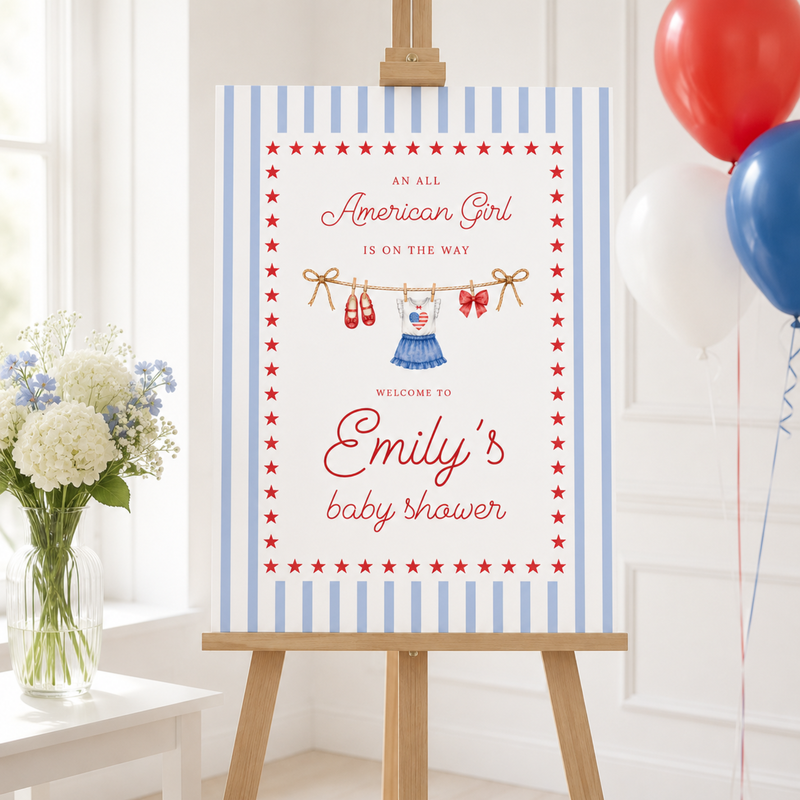 All American Girl Baby Shower Welcome Sign BS305