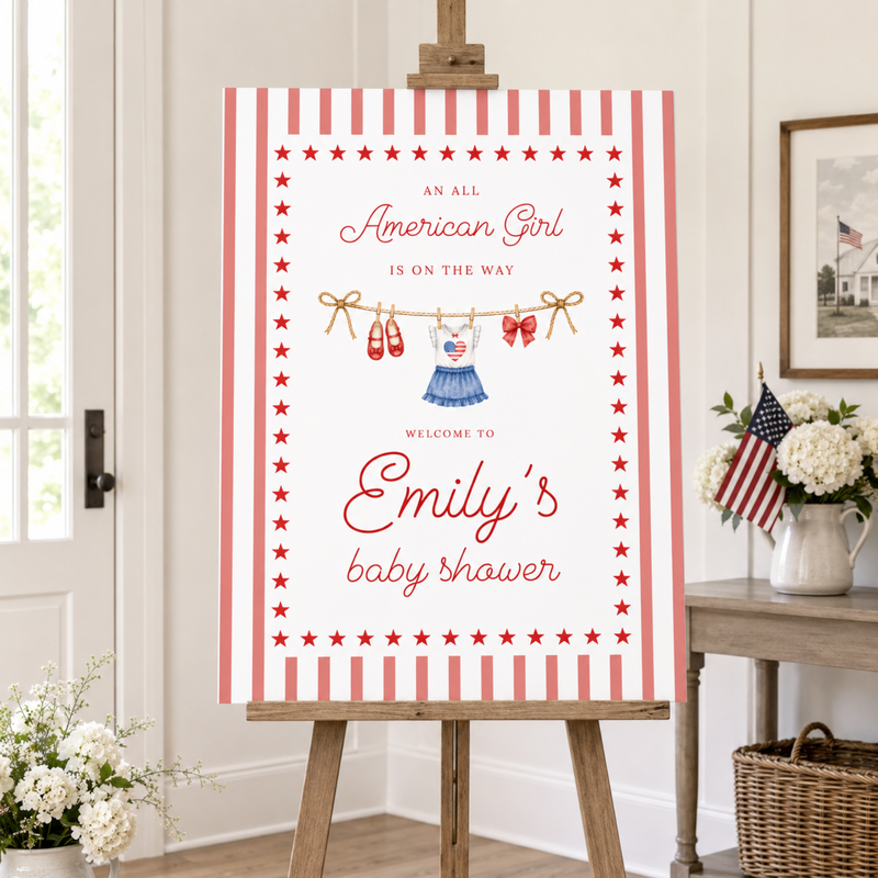 All American Girl Baby Shower Welcome Sign BS305