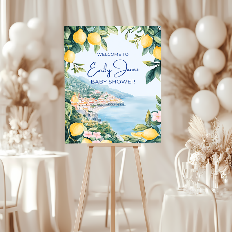 Baby Shower Welcome Sign - Amalfi Coast Lemons Mediterranean BS101