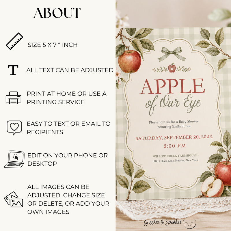 Apple of Our Eye Baby Shower Invitation BS316