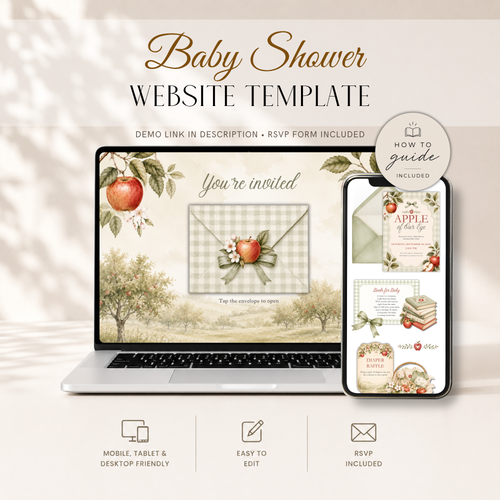 Apple of Our Eye Baby Shower Website Invitation with RSVP Tracker BS316