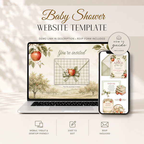 Apple of Our Eye Baby Shower Website Invitation with RSVP Tracker BS316