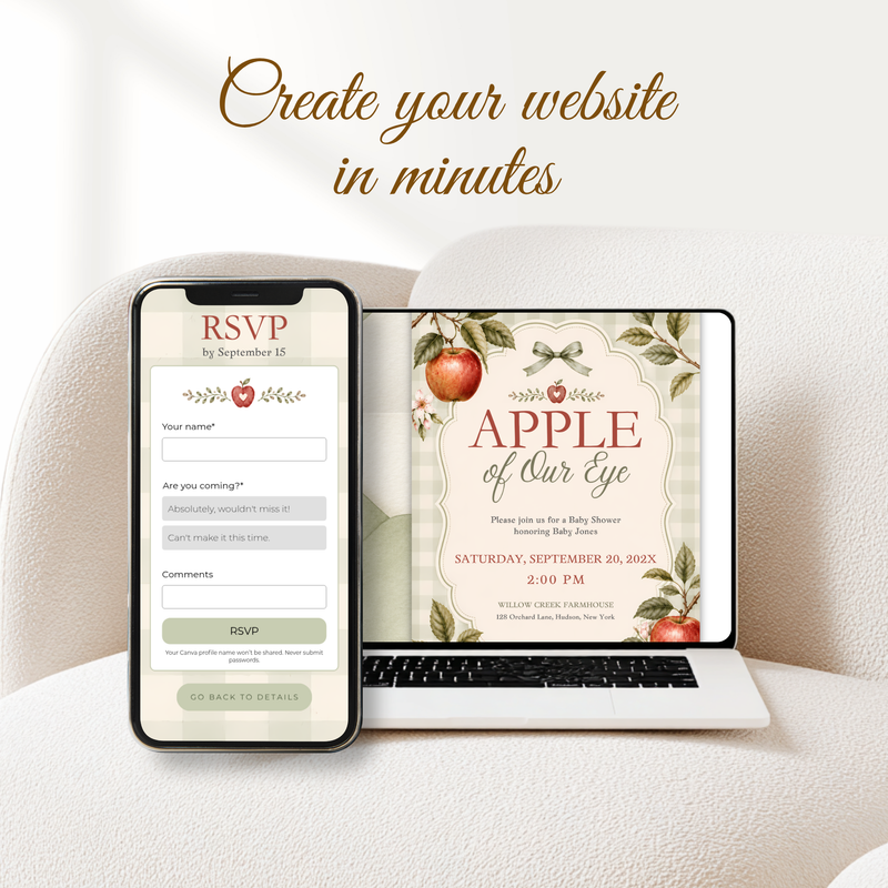 Apple of Our Eye Baby Shower Website Invitation with RSVP Tracker BS316