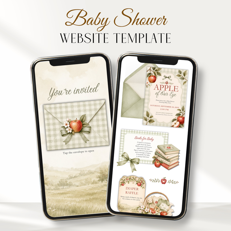 Apple of Our Eye Baby Shower Website Invitation with RSVP Tracker BS316