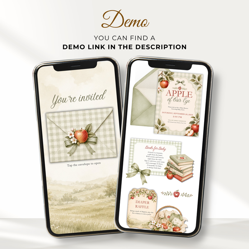 Apple of Our Eye Baby Shower Website Invitation with RSVP Tracker BS316