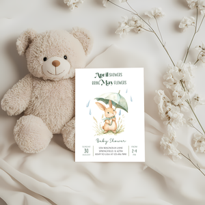 Baby Shower Invitation - April Showers Bring May Flowers with Bunny BS66