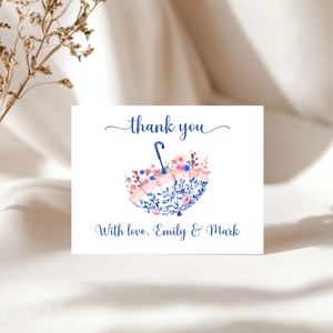 Baby Shower Invitation Bundle - April Showers Bring May Flowers Pink Blue Chinoiserie Umbrella BS74