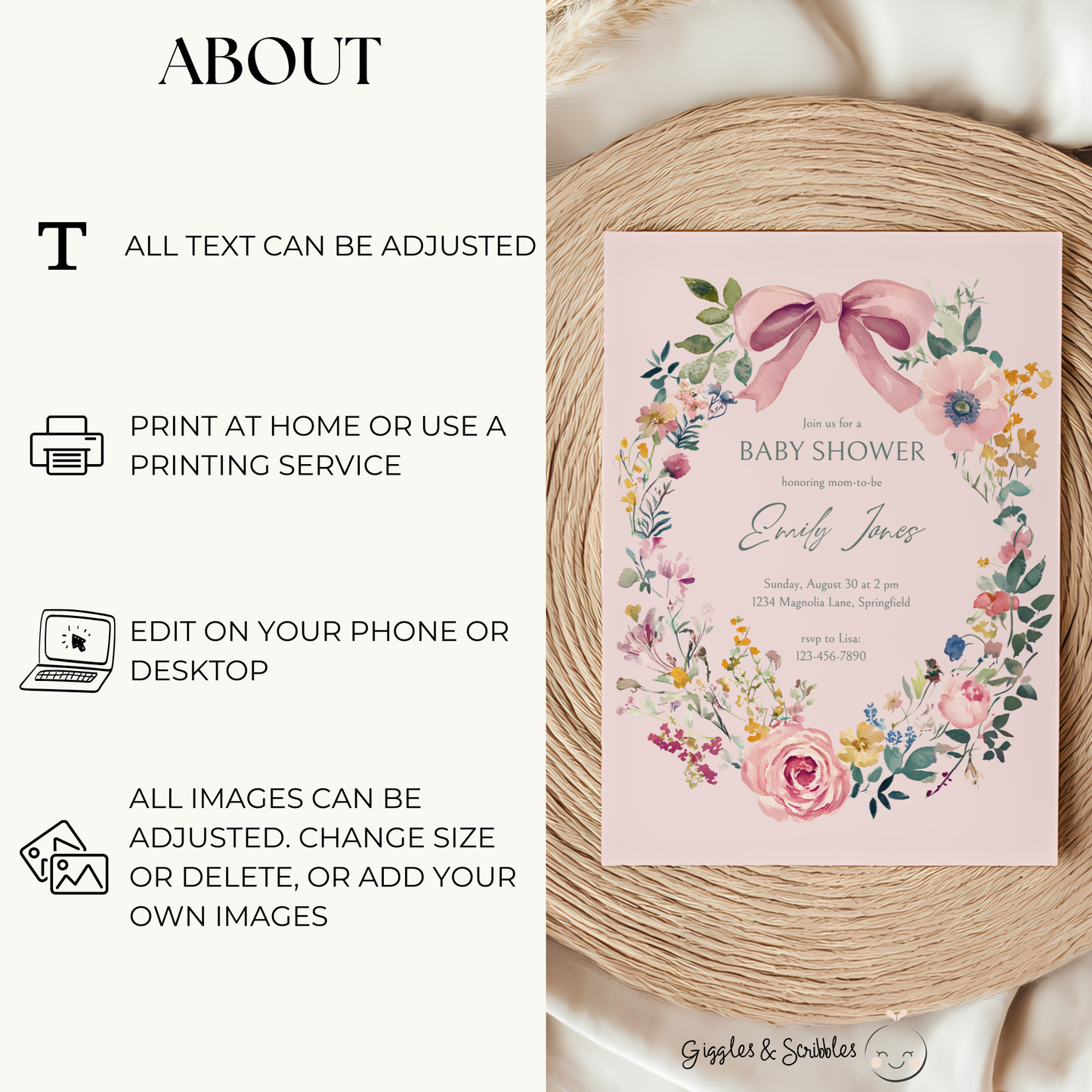 Baby Shower Mega Bundle - Blush Pink Floral Baby In Bloom BS71
