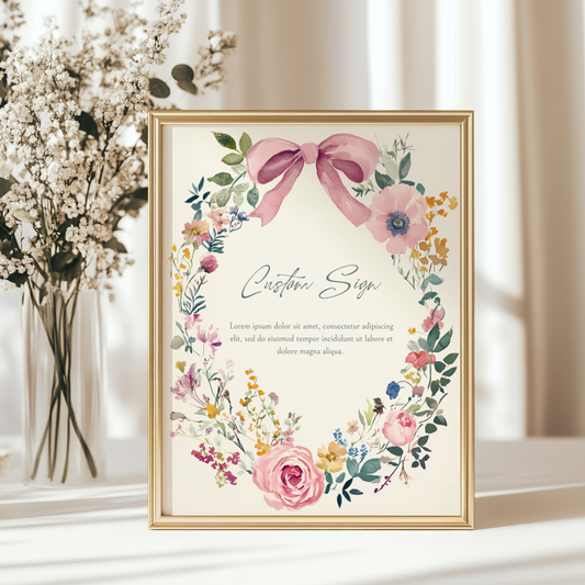Baby Shower Table Sign Bundle - Vintage Floral Baby In Bloom Beige BS71