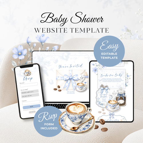 Baby Is Brewing Baby Shower Website Template with RSVP BS62