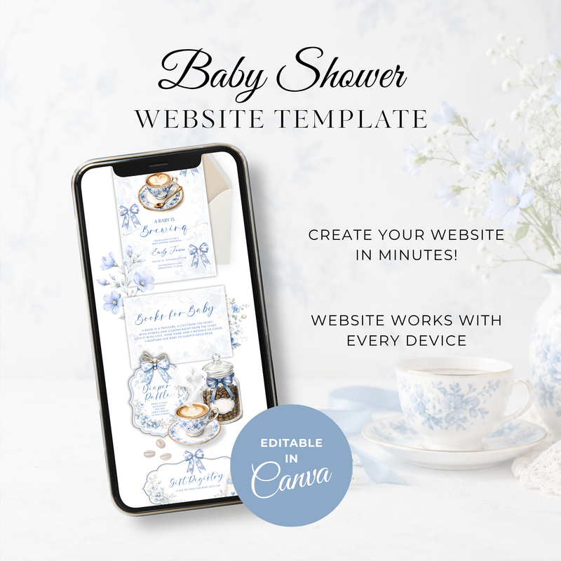Baby Is Brewing Baby Shower Website Template with RSVP BS62