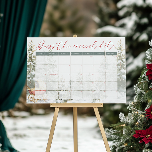 Baby Shower Welcome Sign - Baby It's Cold Outside Guess The Arrival Date Baby Shower Game BS228