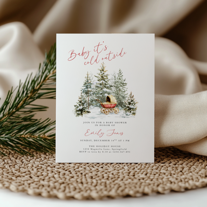Baby Shower Invitation Bundle - Baby It's Cold Outside Winter Wonderland BS228