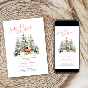 Baby Shower Invitation Bundle - Baby It's Cold Outside Winter Wonderland BS228