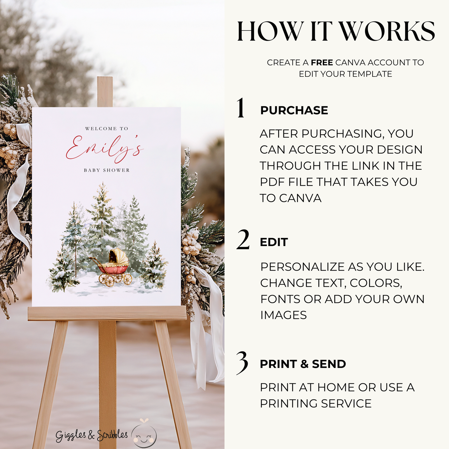 Baby Shower Welcome Sign - Baby It's Cold Outside Winter Wonderland BS228