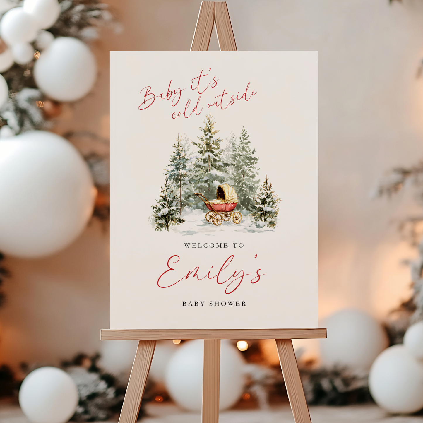 Baby Shower Welcome Sign - Baby It's Cold Outside Winter Wonderland BS228