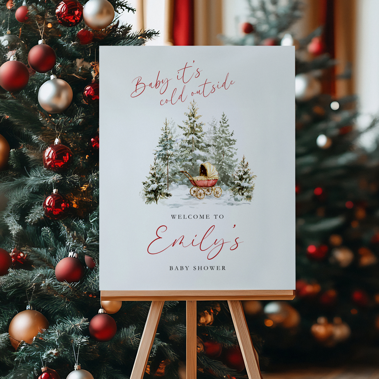 Baby Shower Welcome Sign - Baby It's Cold Outside Winter Wonderland BS228
