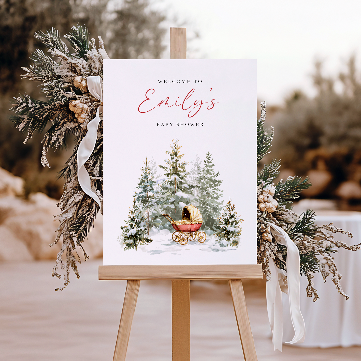 Baby Shower Welcome Sign - Baby It's Cold Outside Winter Wonderland BS228