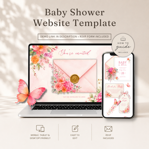 Baby in Bloom Baby Shower Website Invitation with RSVP BS327