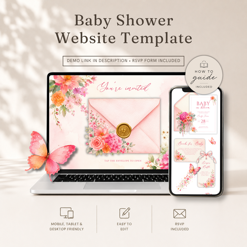 Baby in Bloom Baby Shower Website Invitation with RSVP BS327