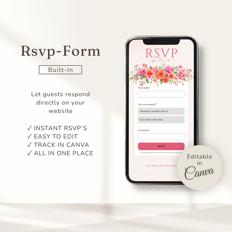 Baby in Bloom Baby Shower Website Invitation with RSVP BS327