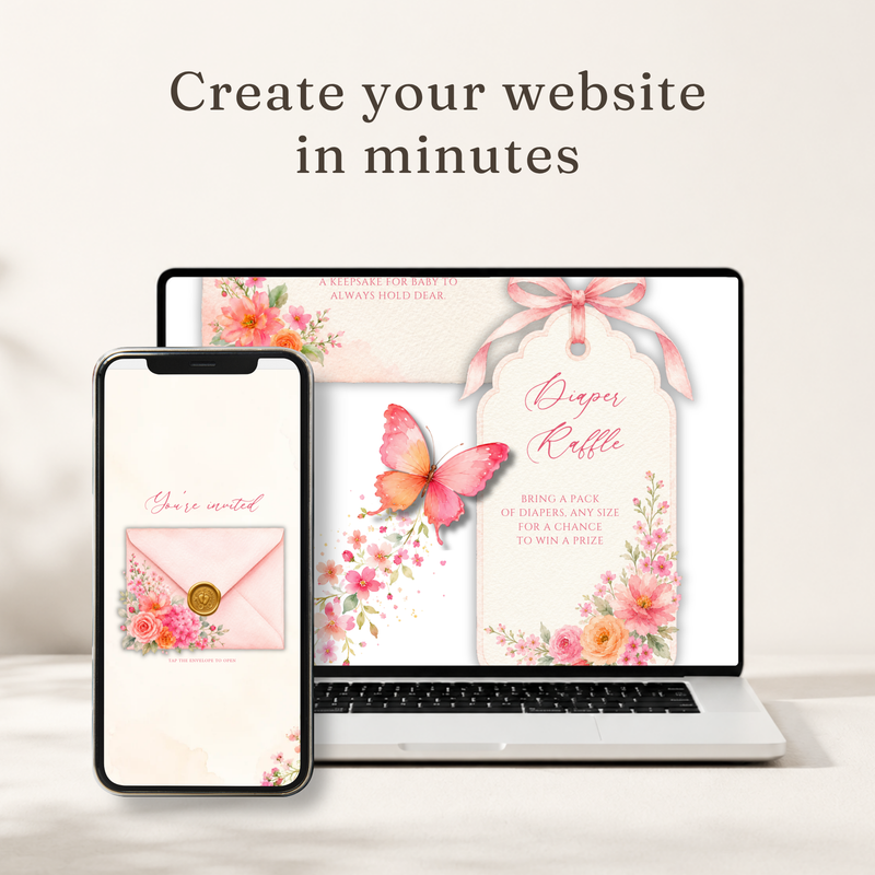 Baby in Bloom Baby Shower Website Invitation with RSVP BS327