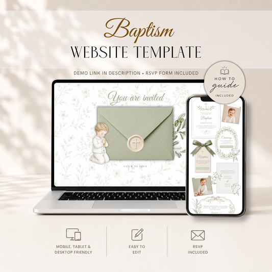 Boy Baptism Website Invitation with RSVP L143