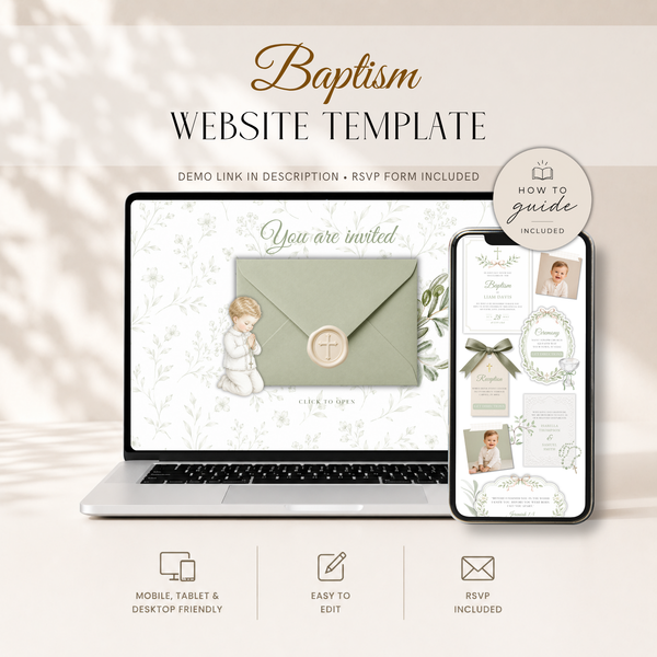 Boy Baptism Website Invitation with RSVP L143