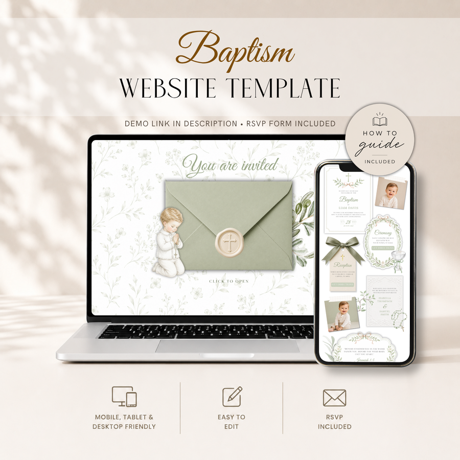 Boy Baptism Website Invitation with RSVP L143