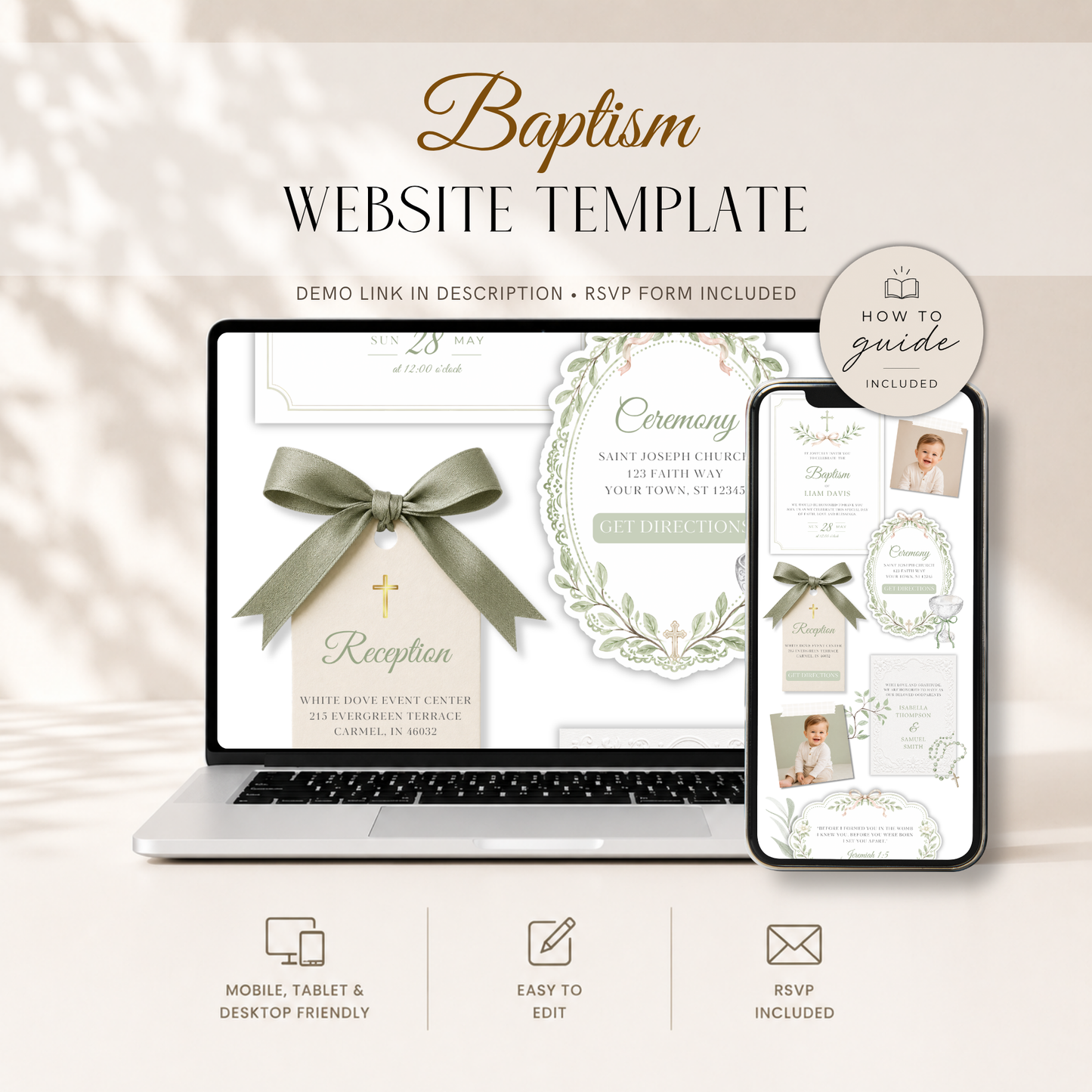 Boy Baptism Website Invitation with RSVP L143