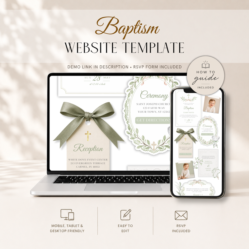 Boy Baptism Website Invitation with RSVP L143