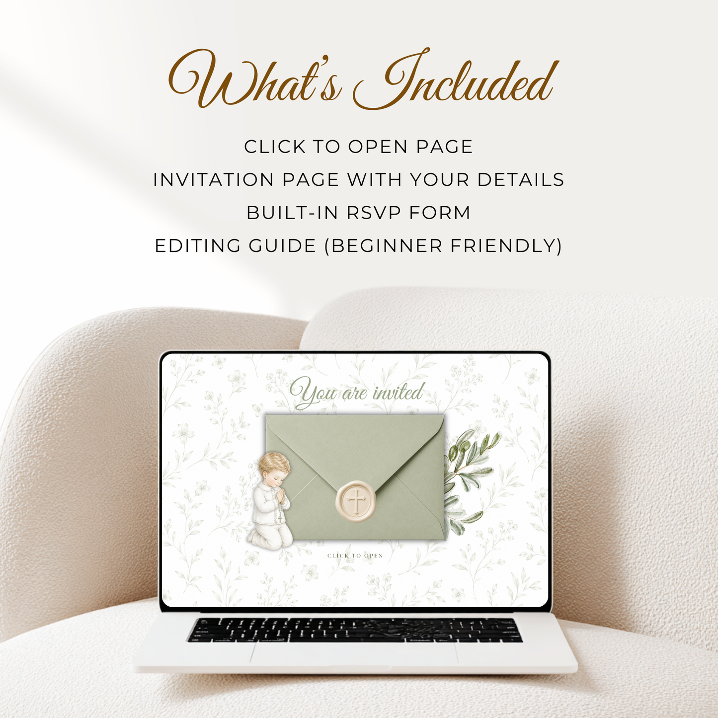 Boy Baptism Website Invitation with RSVP L143