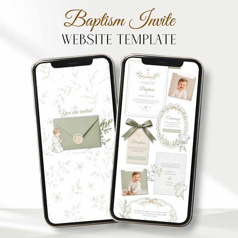 Boy Baptism Website Invitation with RSVP L143