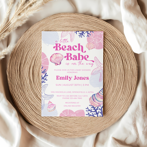 Baby Shower Invitation - Pastel Beach Babe Seashell Summer BS112