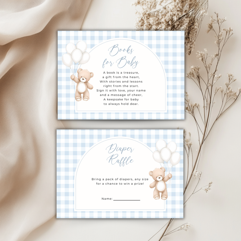 We Can Bearly Wait Blue Baby Shower Invitation Bundle BS295