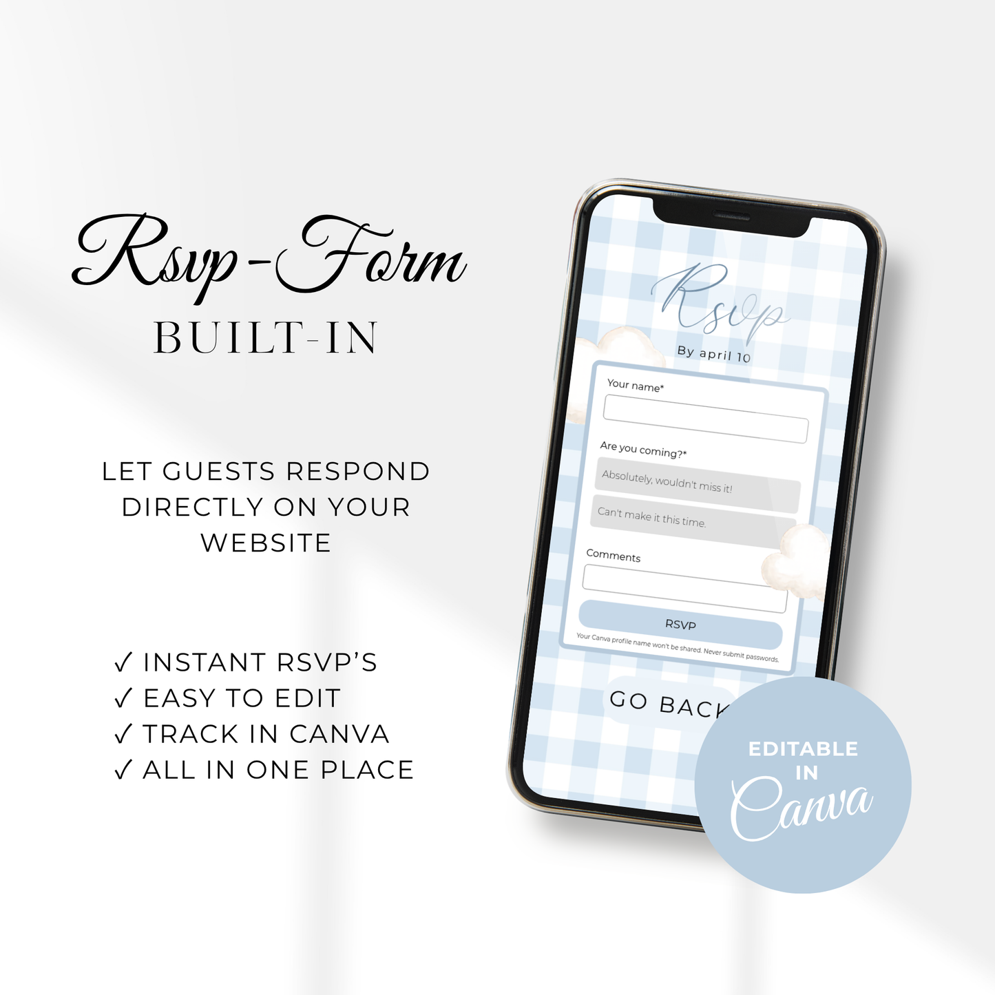Boy Bear Baby Shower Website Template - Blue Bearly Wait Theme BS295