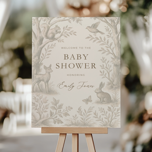 Beige Woodland Baby Shower Welcome Sign BS255