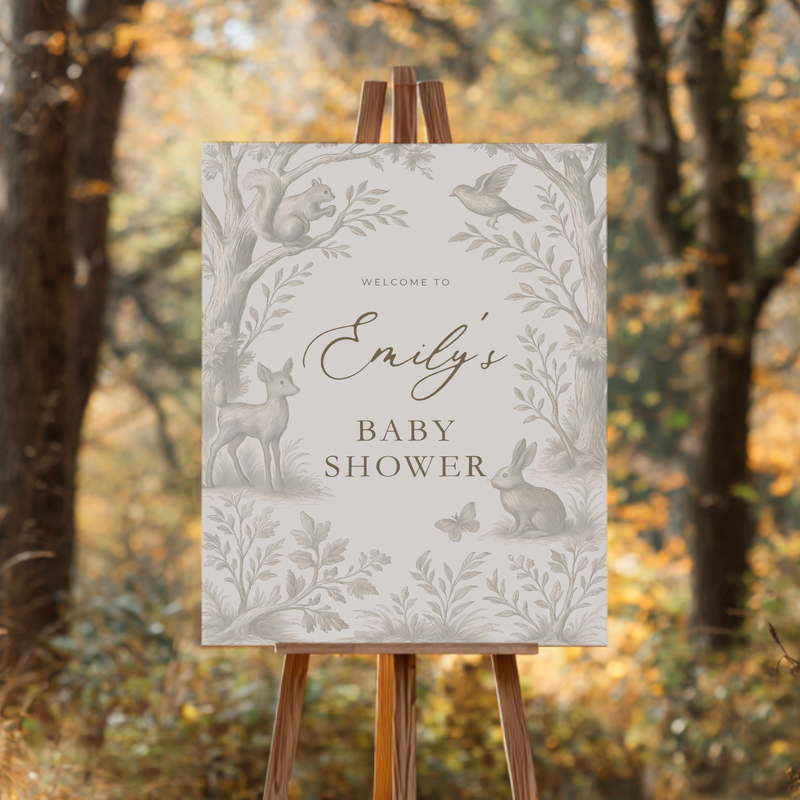 Beige Woodland Baby Shower Welcome Sign BS255