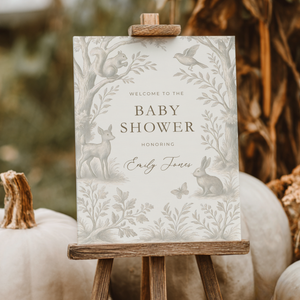 Beige Woodland Baby Shower Welcome Sign BS255