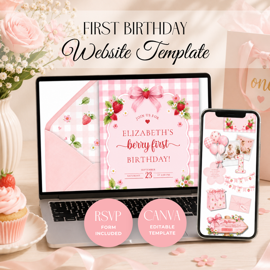 Berry First Birthday Website Invitation With RSVP L142