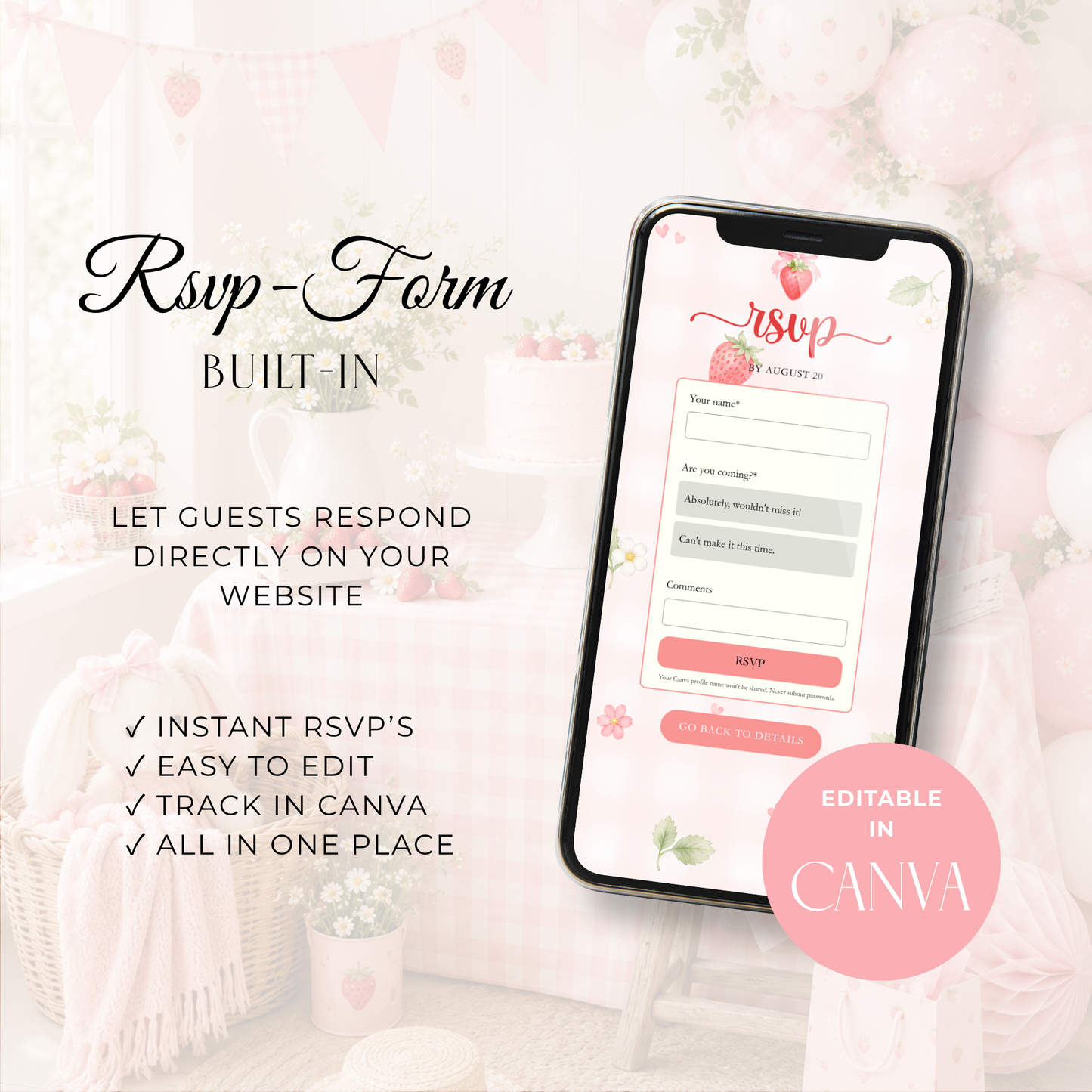 Berry First Birthday Website Invitation With RSVP L142