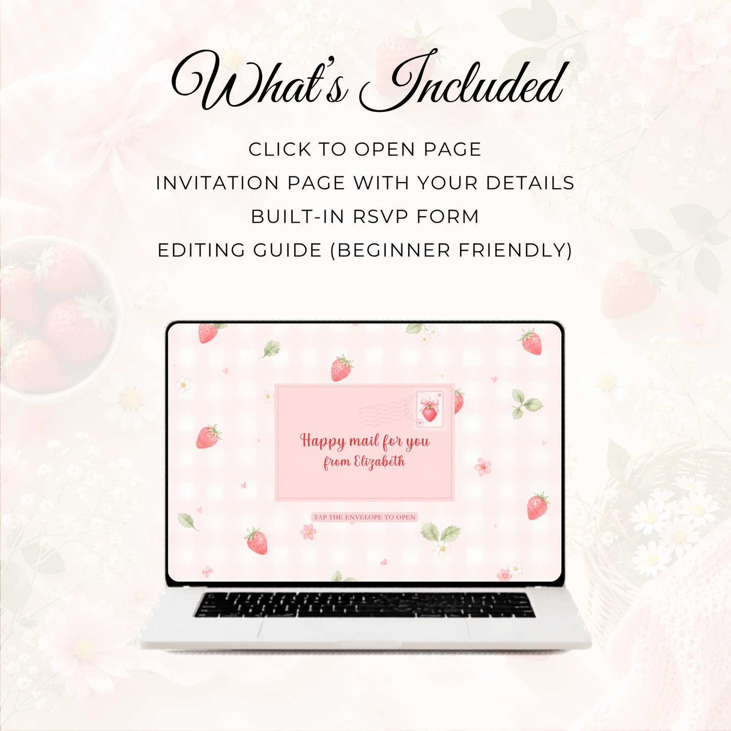 Berry First Birthday Website Invitation With RSVP L142