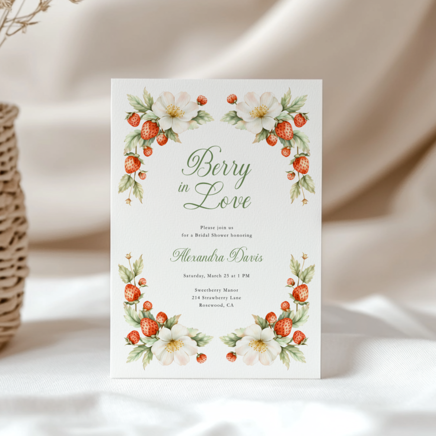 Berry In Love Strawberry Bridal Shower Invitation L113