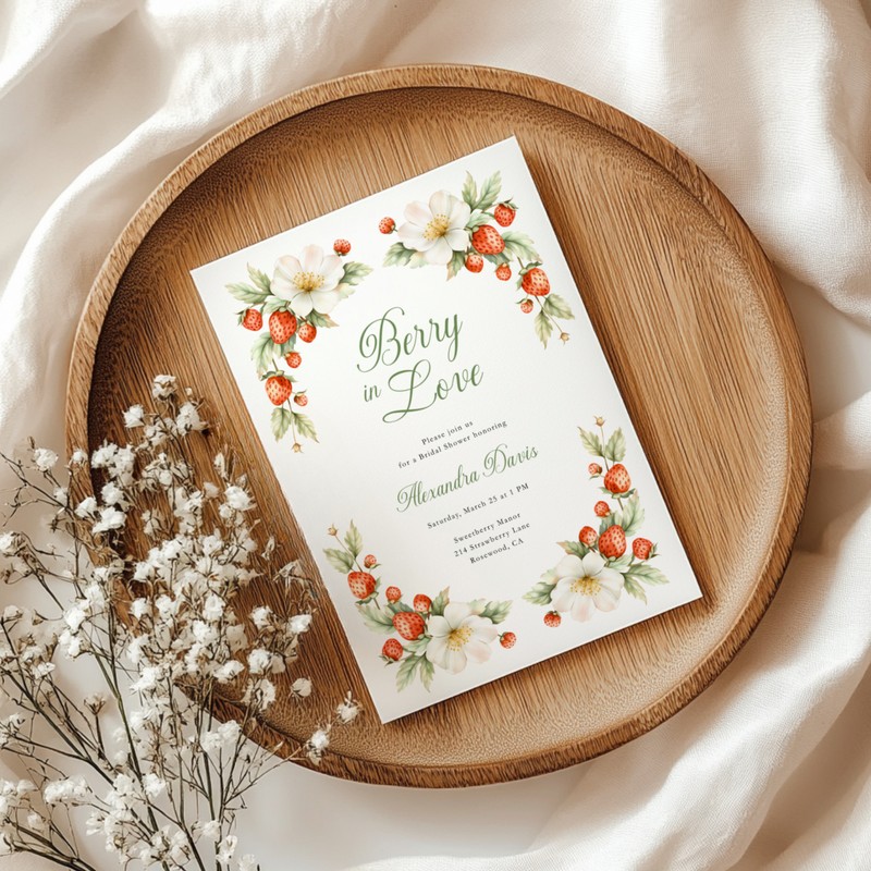 Berry In Love Strawberry Bridal Shower Invitation L113