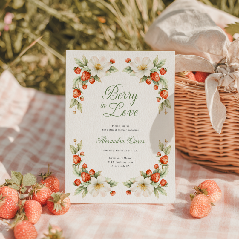 Berry In Love Strawberry Bridal Shower Invitation L113