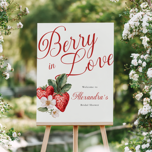Berry In Love Bridal Shower Welcome Sign - Strawberry Wedding Decor L114