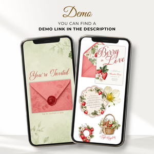 Berry In Love Bridal Shower Website Invitation with RSVP L114