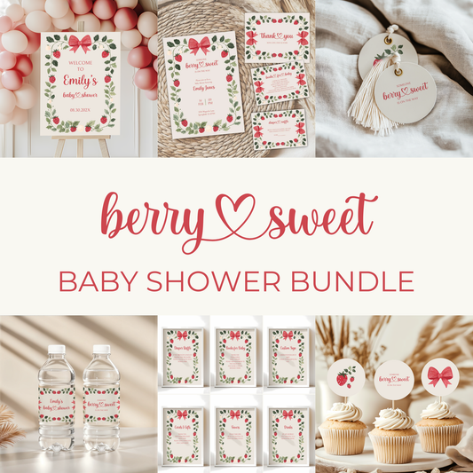 Baby Shower Mega Bundle - Beige Strawberry Berry Sweet Vintage Floral BS63