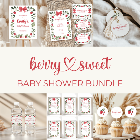 Baby Shower Mega Bundle - White Strawberry Berry Sweet Vintage Floral BS63 (kopie)